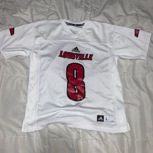 It is a Louisville college football jersey. Red and white.